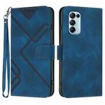 For OPPO Reno5 4G / 5G / Find X3 Lite Line Pattern Skin Feel Leather Phone Case(Royal Blue)