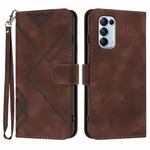 For OPPO Reno5 4G / 5G / Find X3 Lite Line Pattern Skin Feel Leather Phone Case(Coffee)