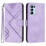 For OPPO Reno5 4G / 5G / Find X3 Lite Line Pattern Skin Feel Leather Phone Case(Light Purple)