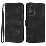For OPPO Reno8 T 4G Line Pattern Skin Feel Leather Phone Case(Black)