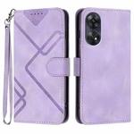 For OPPO Reno8 T 4G Line Pattern Skin Feel Leather Phone Case(Light Purple)