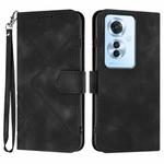 For OPPO Reno11 F / F25 Pro Line Pattern Skin Feel Leather Phone Case(Black)