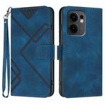 For OPPO Reno13 F 4G / 5G Line Pattern Skin Feel Leather Phone Case(Royal Blue)