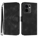 For OPPO Reno13 F 4G / 5G Line Pattern Skin Feel Leather Phone Case(Black)