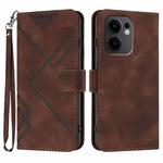 For OPPO Reno13 F 4G / 5G Line Pattern Skin Feel Leather Phone Case(Coffee)