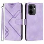For OPPO Reno13 F 4G / 5G Line Pattern Skin Feel Leather Phone Case(Light Purple)