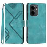 For OPPO Reno13 F 4G / 5G Line Pattern Skin Feel Leather Phone Case(Light Blue)