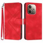 For OPPO A5 Pro 5G Line Pattern Skin Feel Leather Phone Case(Red)