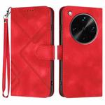 For OPPO Find X8 Ultra Line Pattern Skin Feel Leather Phone Case(Red)