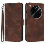 For OPPO Find X8 Ultra Line Pattern Skin Feel Leather Phone Case(Coffee)