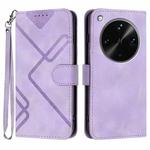 For OPPO Find X8 Ultra Line Pattern Skin Feel Leather Phone Case(Light Purple)