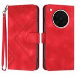For OPPO Find X8s Line Pattern Skin Feel Leather Phone Case(Red)