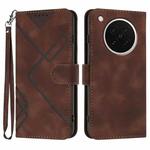 For OPPO Find X8s Line Pattern Skin Feel Leather Phone Case(Coffee)