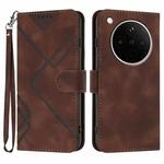 For OPPO Find X8s+ Line Pattern Skin Feel Leather Phone Case(Coffee)