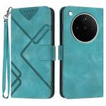 For OPPO Find X8s+ Line Pattern Skin Feel Leather Phone Case(Light Blue)