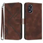 For OPPO A38 /  A18 Line Pattern Skin Feel Leather Phone Case(Coffee)