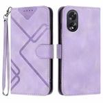 For OPPO A38 /  A18 Line Pattern Skin Feel Leather Phone Case(Light Purple)