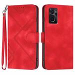 For OPPO A36 / A76 / A96 / K10 4G Line Pattern Skin Feel Leather Phone Case(Red)