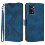 For OPPO A36 / A76 / A96 / K10 4G Line Pattern Skin Feel Leather Phone Case(Royal Blue)