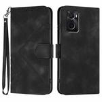For OPPO A36 / A76 / A96 / K10 4G Line Pattern Skin Feel Leather Phone Case(Black)