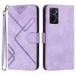 For OPPO A36 / A76 / A96 / K10 4G Line Pattern Skin Feel Leather Phone Case(Light Purple)
