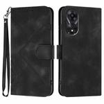 For OPPO A78 5G / A1x Line Pattern Skin Feel Leather Phone Case(Black)