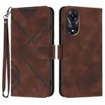 For OPPO A78 5G / A1x Line Pattern Skin Feel Leather Phone Case(Coffee)
