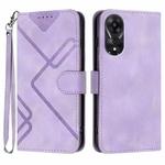 For OPPO A78 5G / A1x Line Pattern Skin Feel Leather Phone Case(Light Purple)