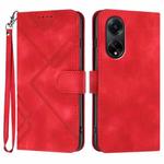 For OPPO A98 5G Line Pattern Skin Feel Leather Phone Case(Red)