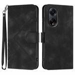 For OPPO A98 5G Line Pattern Skin Feel Leather Phone Case(Black)