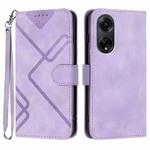 For OPPO A98 5G Line Pattern Skin Feel Leather Phone Case(Light Purple)