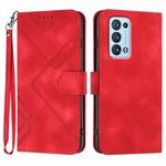 For OPPO Reno6 Pro+ 5G Line Pattern Skin Feel Leather Phone Case(Red)