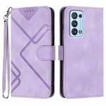 For OPPO Reno6 Pro+ 5G Line Pattern Skin Feel Leather Phone Case(Light Purple)