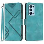 For OPPO Reno6 Pro+ 5G Line Pattern Skin Feel Leather Phone Case(Light Blue)
