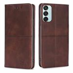 For Samsung Galaxy M15 5G Cow Texture Magnetic Leather Phone Case(Dark Brown)