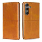 For Samsung Galaxy S24 5G Cow Texture Magnetic Leather Phone Case(Light Brown)