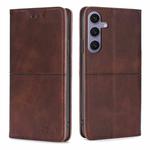 For Samsung Galaxy S24+ 5G Cow Texture Magnetic Leather Phone Case(Dark Brown)