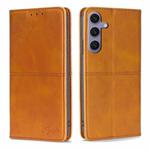 For Samsung Galaxy S24+ 5G Cow Texture Magnetic Leather Phone Case(Light Brown)