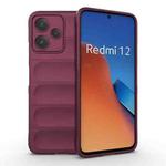 For Xiaomi Redmi 12 5G Magic Shield TPU + Flannel Phone Case(Wine Red)