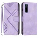 For Realme 7 / Narzo 20 Pro Line Pattern Skin Feel Leather Phone Case(Light Purple)