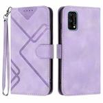 For Realme 7 Pro Line Pattern Skin Feel Leather Phone Case(Light Purple)