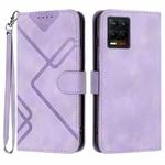 For Realme 8 4G / 8 Pro Line Pattern Skin Feel Leather Phone Case(Light Purple)