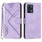 For Realme 9 Pro+ Line Pattern Skin Feel Leather Phone Case(Light Purple)