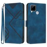 For Realme C15/C12/Narzo 20/7i Global Line Pattern Skin Feel Leather Phone Case(Royal Blue)