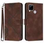For Realme Narzo 30A/C25/C25s Line Pattern Skin Feel Leather Phone Case(Coffee)