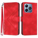 For Realme C63 / C61 Global Line Pattern Skin Feel Leather Phone Case(Red)