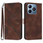 For Realme C63 / C61 Global Line Pattern Skin Feel Leather Phone Case(Coffee)