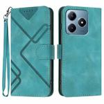 For Realme C63 / C61 Global Line Pattern Skin Feel Leather Phone Case(Light Blue)