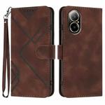 For Realme  12 Lite / C67 4G Global Line Pattern Skin Feel Leather Phone Case(Coffee)