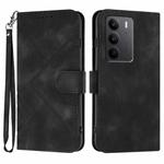 For Realme C75 Global Line Pattern Skin Feel Leather Phone Case(Black)